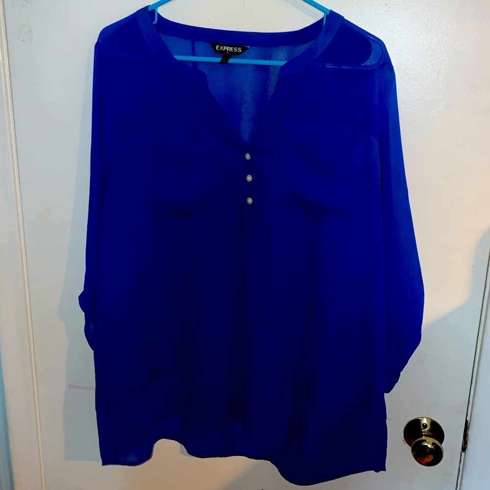 Express royal blue sheer blouse women’s size XL